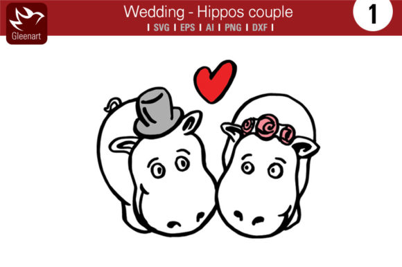 Charming Hippo Wedding Couple Vector for Creative Projects