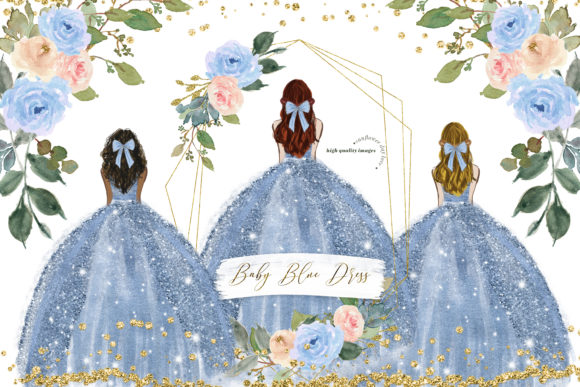 Elegant Blue Princess Wedding Clipart: A Designer's Resource