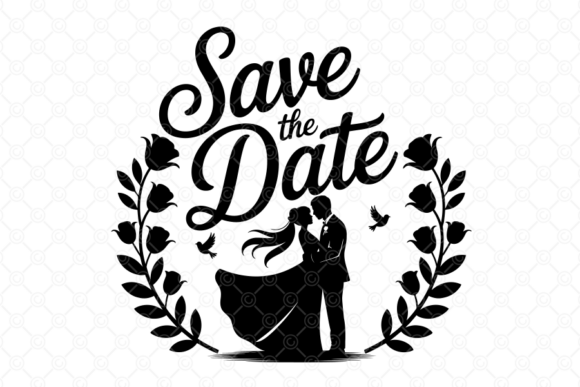 Elegant Save the Date SVG: Wedding Couple 06 Design