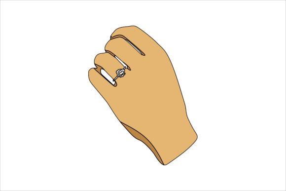 Elegant Wedding Ring on Pretty Hand Illustration for Designers