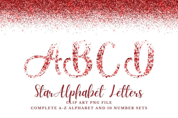 Red Star Glitter Alphabet: A Sparkling Design Asset