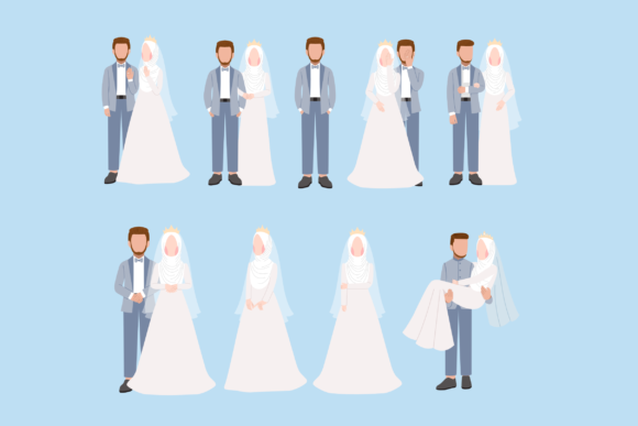 Set of Muslim Wedding Couple: Elevate Your Design Projects