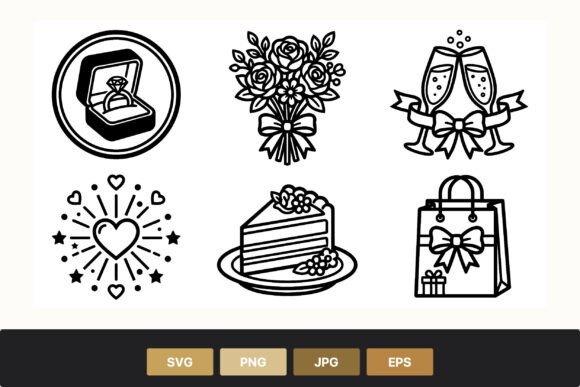 Wedding Icons Black White Line Art: A Designer's Essential Toolkit
